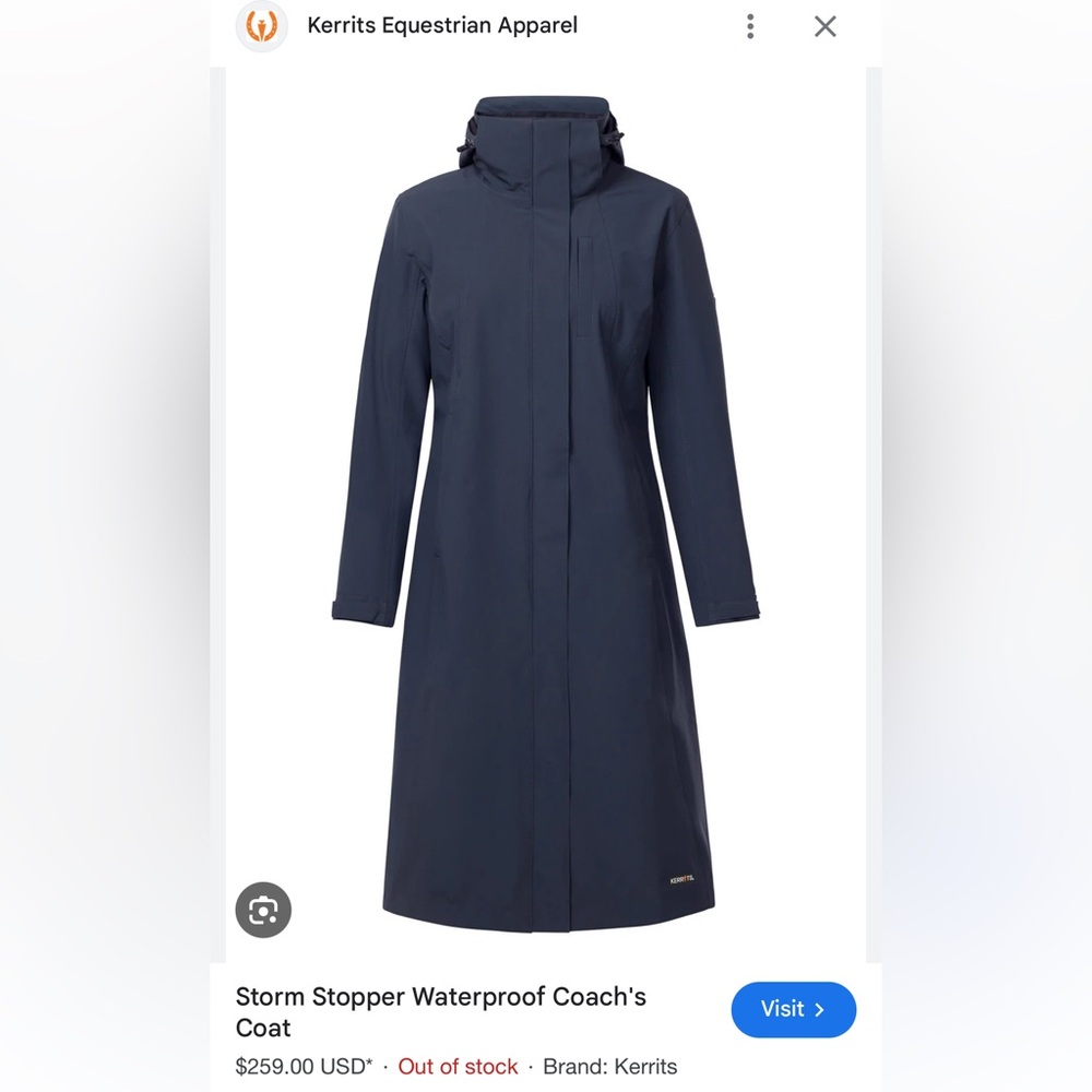 Kerrits Navy Storm Stopper Waterproof Coach's Coat